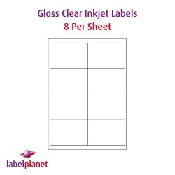 Gloss Clear Polyester Labels For Inkjet Printers, 8 per sheet, 99.1 x 67.7mm, LP8/99 GCP