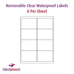 Gloss Clear Removable Polyester Labels For Laser Printers, 8 per sheet, 99.1 x 67.7mm, LP8/99 GTR