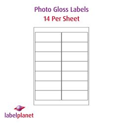 Gloss White Photo Quality Labels, 14 per sheet, 99.1 x 38.1mm, LP14/99 GWPQ