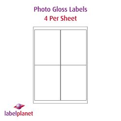 Gloss White Photo Quality Labels, 4 per sheet, 99.1 x 139mm, LP4/99 GWPQ