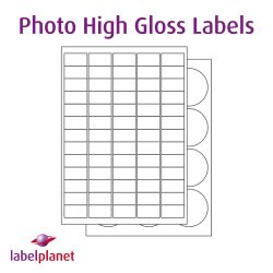 Gloss White Photo Quality Labels, 65 per sheet, 38.1 x 21.2mm, LP65/38 GWPQ