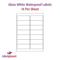 Gloss White Polyester Labels For Laser Printers, 14 per sheet, 99.1 x 38.1mm, LP14/99 GWP