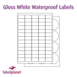 Gloss White Polyester Labels For Laser Printers, 65 per sheet, 38.1 x 21.2mm, LP65/38 GWP