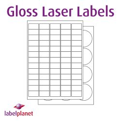 Laser Gloss White Labels, 65 per sheet, 38.1 x 21.2mm, LP65/38 GW