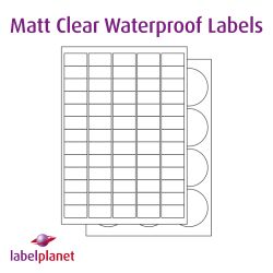 Laser Matt Transparent Polyester Labels, 65 per sheet, 38.1 x 21.2mm, LP65/38 MTP