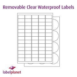 Laser Removable Clear Polyester Labels, 65 per sheet, 38.1 x 21.2mm, LP65/38 GTR