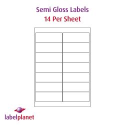 Laser Semi-Gloss White Labels, 14 per sheet, 99.1 x 38.1mm, LP14/99 SG