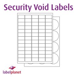 Matt Silver Security Void Polyester Labels For Laser Printers, 65 per sheet, 38.1 x 21.2mm, LP65/38 SVP