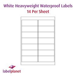 Matt White Polyolefin Labels For Inkjet/Laser Printers, 14 per sheet, 99.1 x 38.1mm, LP14/99 MWPO