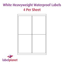 Matt White Polyolefin Labels For Inkjet/Laser Printers, 4 per sheet, 99.1 x 139mm, LP4/99 MWPO