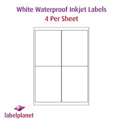 Matt White Polypropylene Labels For Inkjet Printers, 4 per sheet, 99.1 x 139mm, LP4/99 MWPP