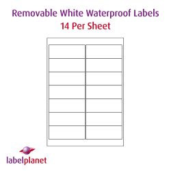 Matt White Removable Polyester Labels For Laser Printers, 14 per sheet, 99.1 x 38.1mm, LP14/99 MWR