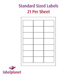 Paper Labels, 21 White Labels Per Sheet, 63.5 x 38.1mm, LP21/63