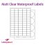 Laser Matt Transparent Polyester Labels, 65 per sheet, 38.1 x 21.2mm, LP65/38 MTP