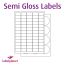 Laser Semi-Gloss White Labels, 65 per sheet, 38.1 x 21.2mm, LP65/38 SG