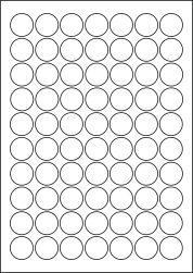 Matt White Polyester Labels For Laser Printers, 70 per sheet, 25mm diameter, LP70/25R MWP