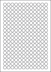 Matt White Polyethylene Labels For Inkjet/Laser Printers, 216 per sheet, 13mm diameter, LP216/13R MWPE