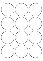 Matt White Polyolefin Labels For Inkjet/Laser Printers, 12 per sheet, 63.5mm diameter, LP12/64R MWPO