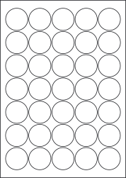 Matt White Removable Polyester Labels For Laser Printers, 35 per sheet, 37mm diameter, LP35/37R MWR