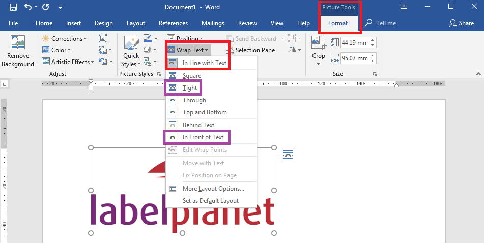 Label Shapes For Word